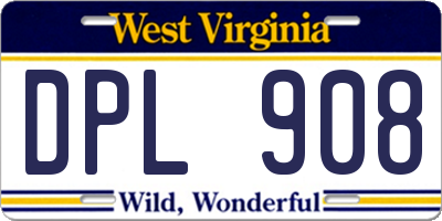 WV license plate DPL908