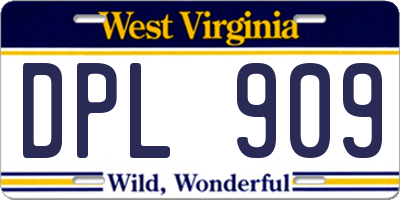 WV license plate DPL909