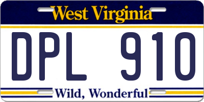 WV license plate DPL910