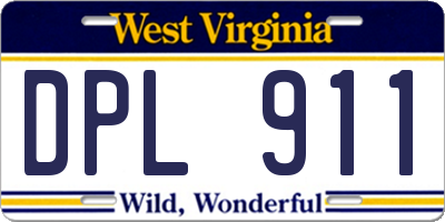 WV license plate DPL911