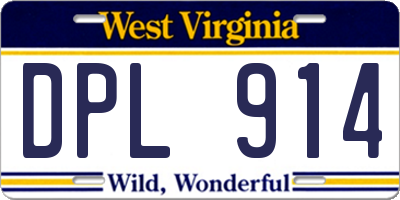 WV license plate DPL914