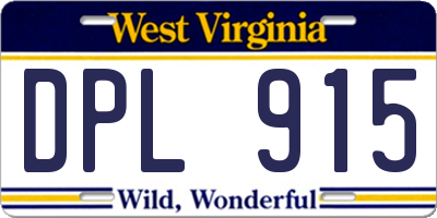 WV license plate DPL915