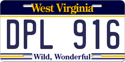 WV license plate DPL916