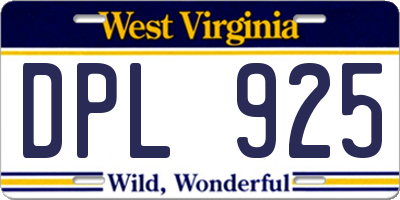 WV license plate DPL925