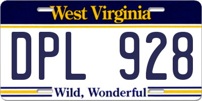 WV license plate DPL928