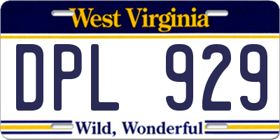 WV license plate DPL929
