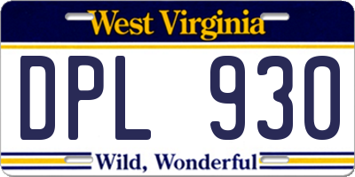 WV license plate DPL930