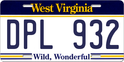 WV license plate DPL932