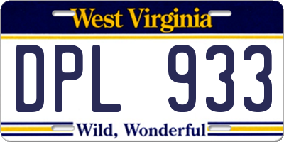 WV license plate DPL933