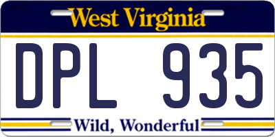 WV license plate DPL935