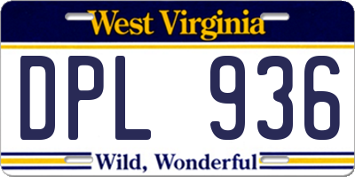 WV license plate DPL936
