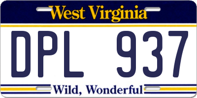 WV license plate DPL937