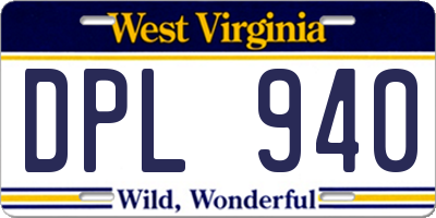 WV license plate DPL940