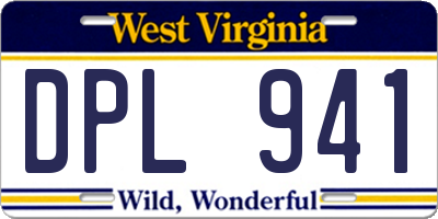 WV license plate DPL941