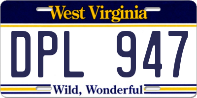 WV license plate DPL947