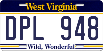 WV license plate DPL948