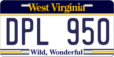 WV license plate DPL950