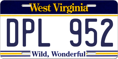WV license plate DPL952