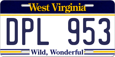 WV license plate DPL953