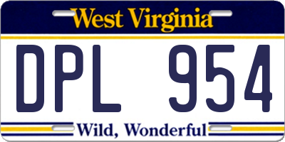 WV license plate DPL954
