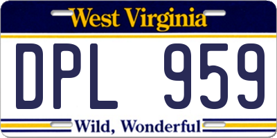 WV license plate DPL959