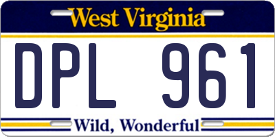 WV license plate DPL961