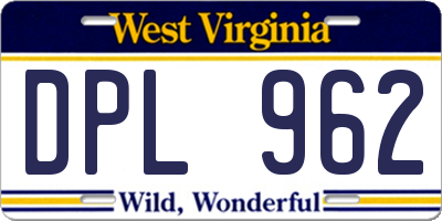 WV license plate DPL962