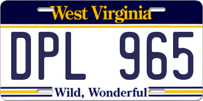 WV license plate DPL965