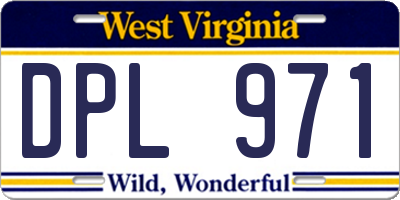 WV license plate DPL971