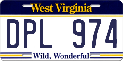 WV license plate DPL974