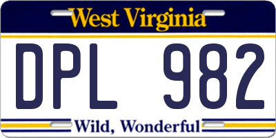 WV license plate DPL982