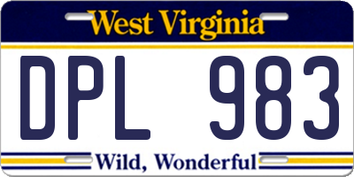 WV license plate DPL983