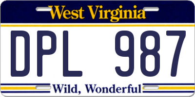 WV license plate DPL987