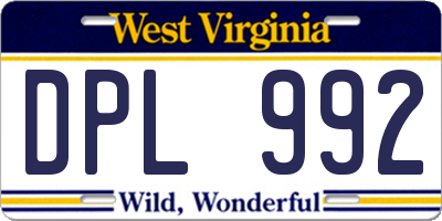 WV license plate DPL992