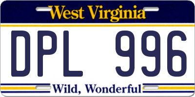 WV license plate DPL996