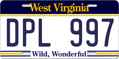 WV license plate DPL997