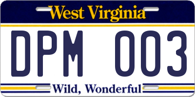 WV license plate DPM003