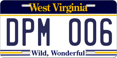 WV license plate DPM006