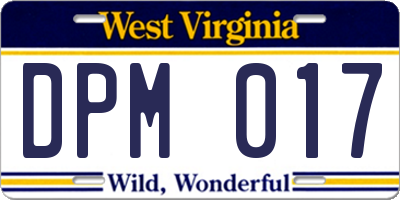 WV license plate DPM017