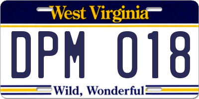 WV license plate DPM018