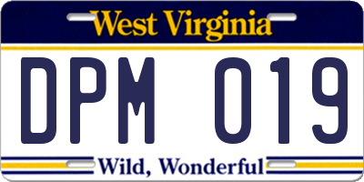WV license plate DPM019