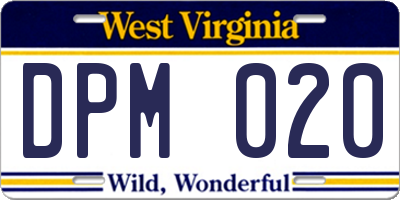 WV license plate DPM020