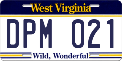 WV license plate DPM021