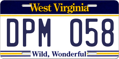 WV license plate DPM058