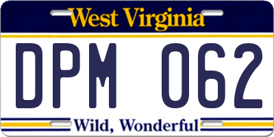 WV license plate DPM062