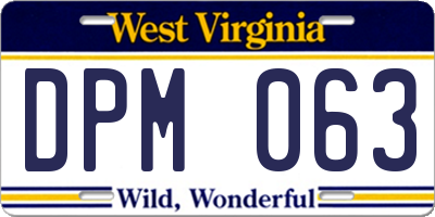 WV license plate DPM063