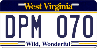 WV license plate DPM070