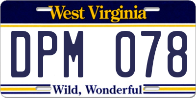 WV license plate DPM078