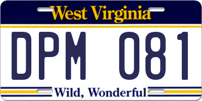 WV license plate DPM081