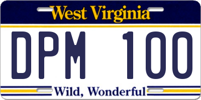WV license plate DPM100